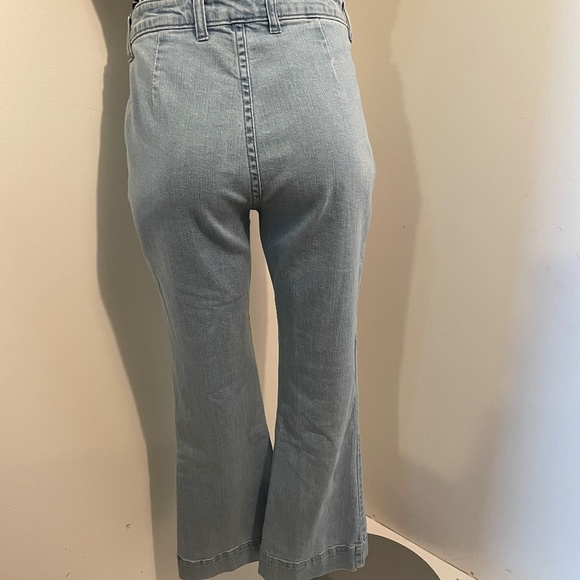 Halston jeans cropped wide leg pocket detail cotton blue size 4 - Picture 5 of 6